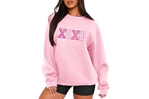 MAPICK Valentine Sweatshirts for Women Funny Letter Printed Chenille Patch Pullover Sweaters Long Sleeve Oversized Tops
