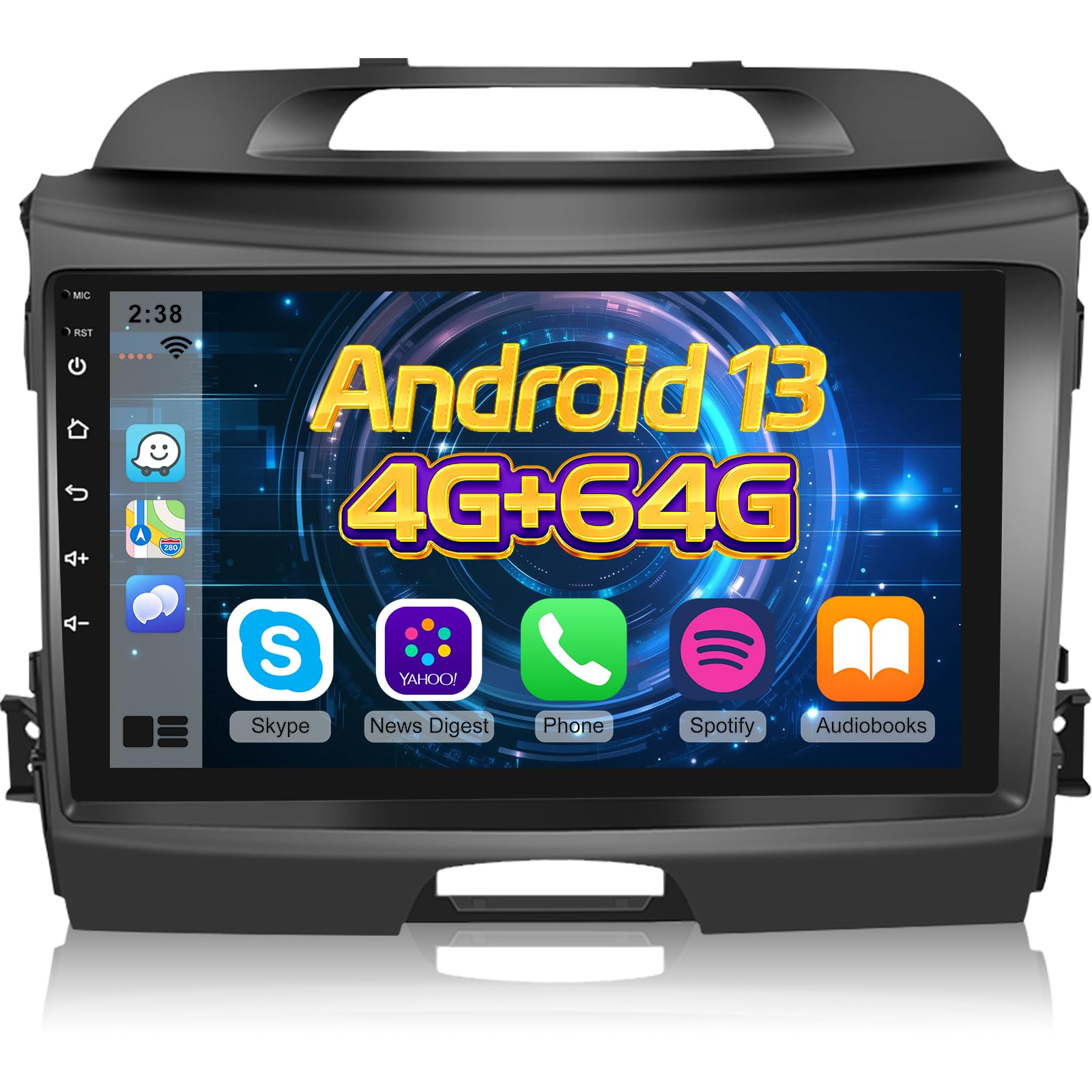 Photo 1 of [4+64G] NHOPEEW Android 13 Car Stereo for KIA Sportage 3 2010-2016 - 9 Inch HD Touchscreen Car Radio with Wireless CarPlay & Android Auto / 32 EQ/WiFi/GPS/SWC/Bluetooth + AHD Backup Camera