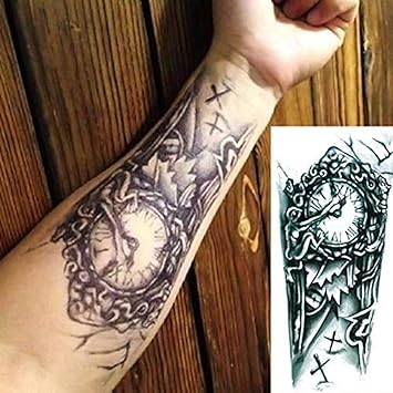 Noir 3d Faux Sexy Transfert Faux Tatouage Horloge De
