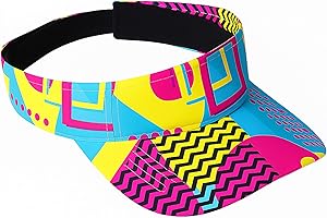 Cindeer 80s Neon Sports Visor Sun Hat for Women Men Visor Retro Adjustable Nylon Cap for 80s 90s Party Golf Sports Xmas Gift
