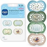 MAM Original Baby Pacifiers 6-16 Months, Glows in The Dark, 4 Pack | BPA-Free Skin Soft Silicone Nipple, Developed With Medical Experts, Easy Clean, Made In Europe