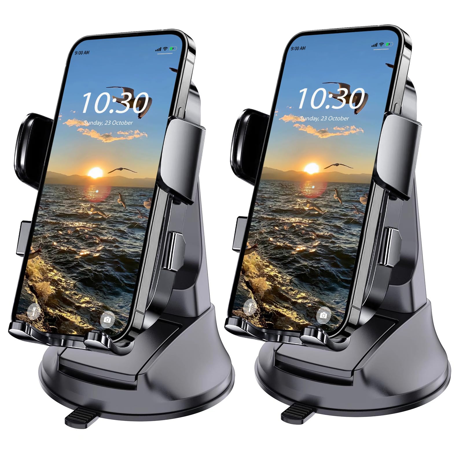 Nanrrony Boat Phone Mount, Suction Cup Boat Cell Phone Holder Marine Heavy Duty Dash Universal Desk Waterproof Boating Phone Holder for Kayak Sailing Marine Marina for iOS Android Smartphone (2PCS)