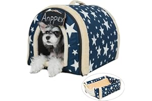ANPPEX Dog House Indoor, 2 in 1 Washable Covered Dog Bed, Insulated Cozy Dog Igloo Cave, L Size for Small Dog