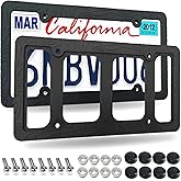 Tuersan Topography Silicone License Plate Frames- 2 Pack Matte Black Mountain Design Car Tag Holder Cover with Screws Caps, Present for Hiking & Outdoor Sports Men