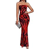 BTFBM Women Summer Strapless Maxi Dress 2026 Bodycon Floral Long Wedding Guest Dress Formal Tube Mesh Cocktail Dresses