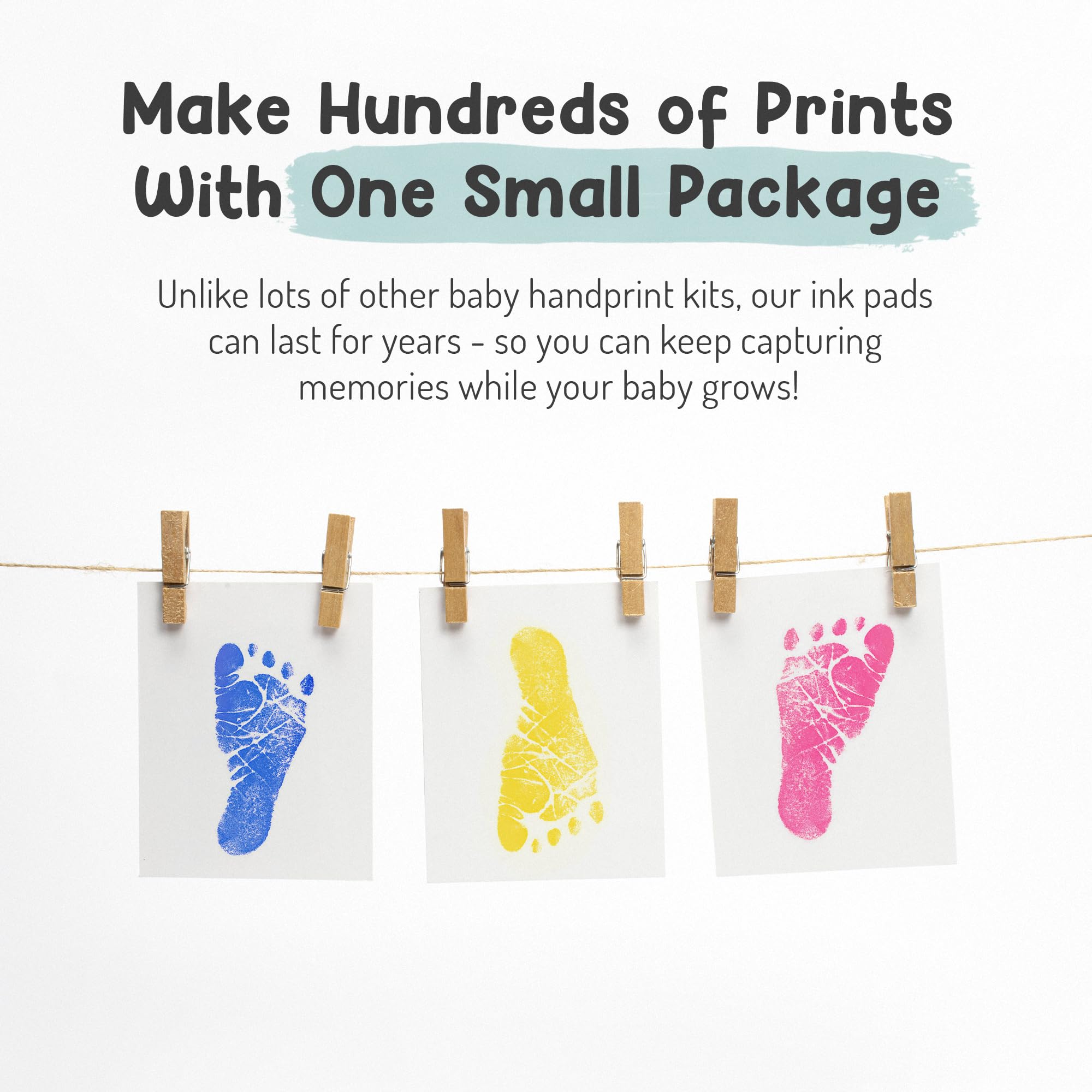 Baby Hand and Footprint Kit by Forever Fun Times | Get Hundreds of Detailed Prints with One Baby Safe Ink Pad | Easy to Clean, and Works with Any Paper or Card | Clean and Safe (Big Black)