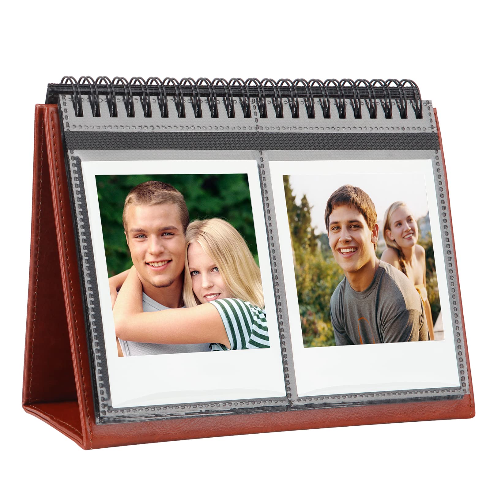 Photo 1 of 64 Pockets Photo Album for Fujifilm Instax Wide 300, Polaroid 600 i-Type 3.5x4.5 Inch Film Album, Compatible with Polaroid Now OneStep2 OneStep+ Instant Camera, POP Lab Print Camera (Brown)