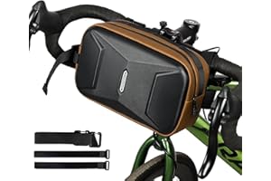CamGo Waterproof Handlebar Bag for Bike - Cycling Front Storage Basket Bags Multifunctional Small Shoulder Pack for Men & Women (Black&Brown)