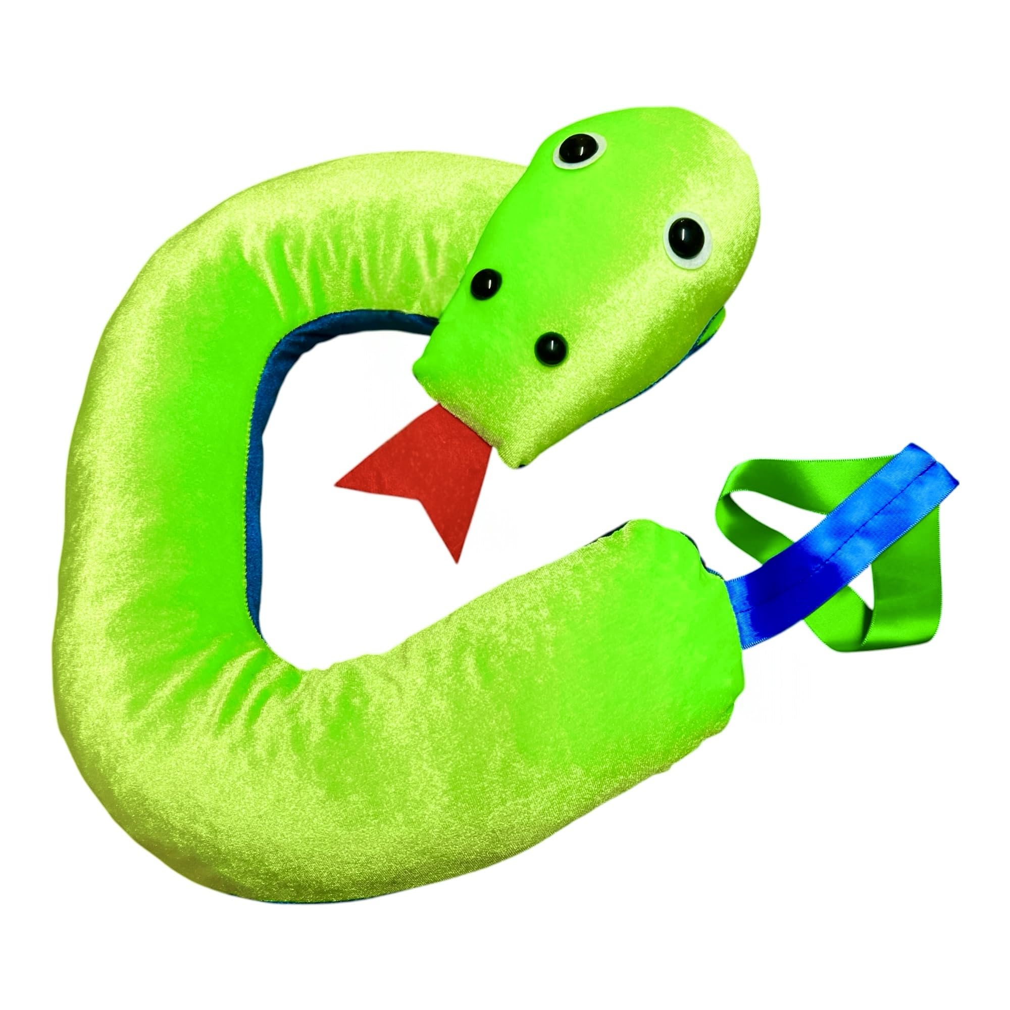 Happy Snakes - Made in Britain. Weighted Shoulder Companion - Turning Head, Green and Bluep, Approx. 1.5kg.