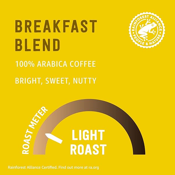 AMAZON BRAND – HAPPY BELLY BREAKFAST BLEND COMPOSTABLE COFFEE PODS, LIGHT ROAST, COMPATIBLE WITH K-CUP BREWER, 96 COUNT