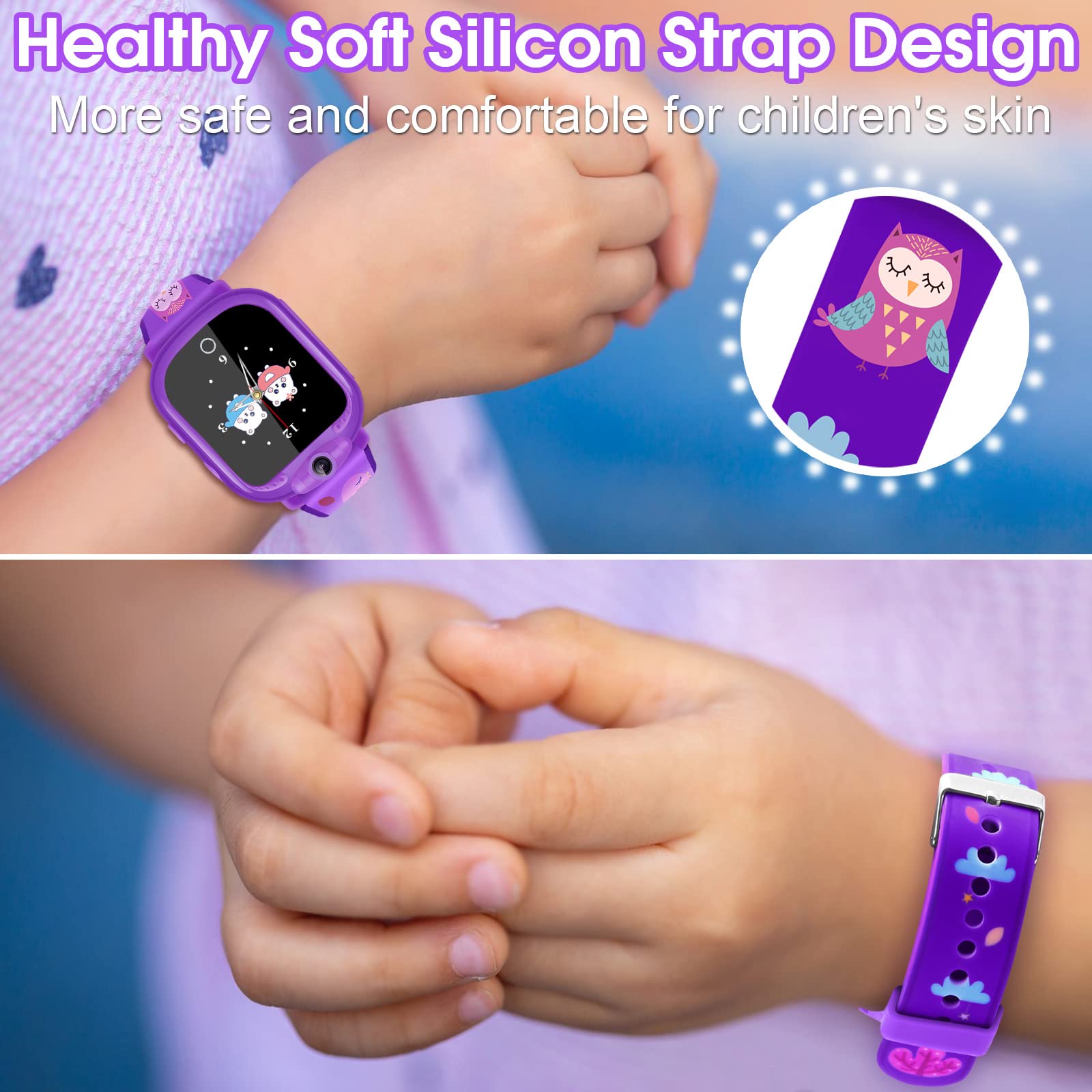 PROGRACE Kids Watch Girls Gift - Kids Watch Toddler Watch with Games 90° Rotatable Camera Music Alarm Pedometer Calculator Touch Screen Digital Wrist Watch Gifts for 4-12 Years Old