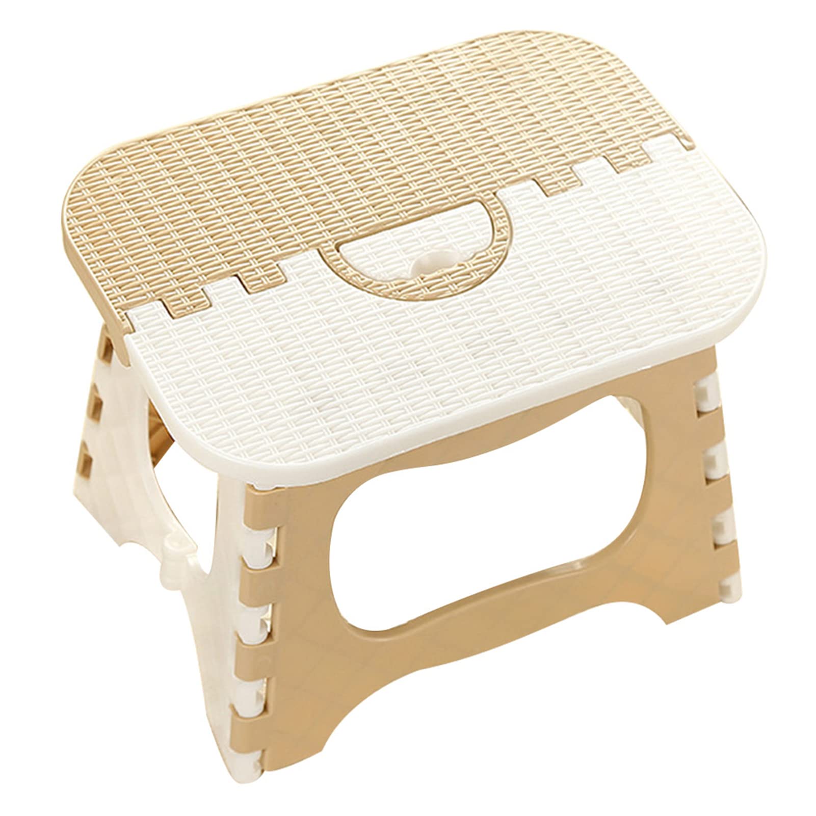 Garosa Folding Step Stool Foldable Plastic Stool for Kids Adult Folding Stools with Portable Handle Outdoor Activity Portable Tool for Home, Office, Garden (Portable beige),outdoor chair
