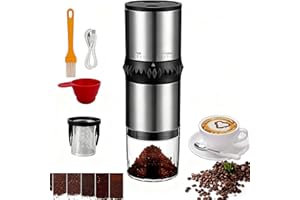 TOYCOL Portable Coffee Grinder,USB Rechargeable Coffee Maker,Electric Stainless Steel Burr Burr Coffee Grinders, Espresso Battery Coffee Bean Grinder Machine with 15 gind Settings for Home Use(Black9109)