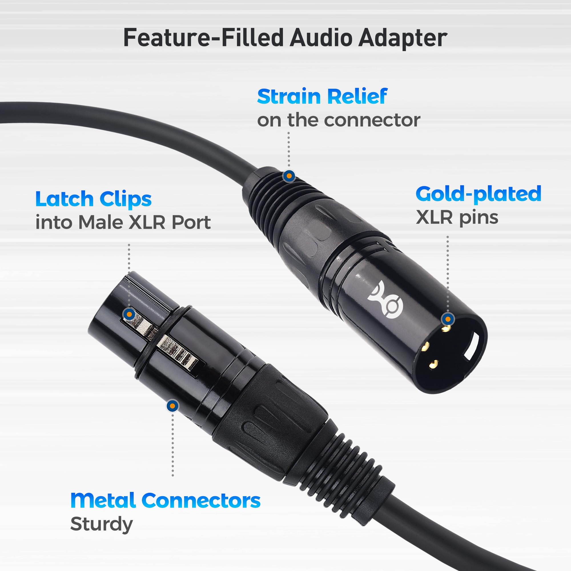 Cable Matters 2-Pack 3 Pin to 5 Pin DMX Lighting Cable - 6 Inches, 3Pin Male to 5Pin Female XLR/DMX Adapter Cable, Black