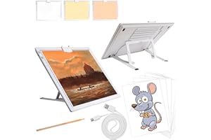 A3 Light Pad, Elice Tracing Light Box 3 Colors Mode Stepless and 6 Levels of Brightness Light Copy Pad, Wireless Rechargeable Led Light Board for Weeding Vinyl Diamond Painting Sketching (White)