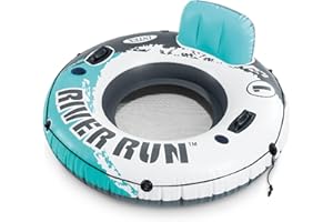 INTEX 56825EP River Run 1 Inflatable Floating Lounge: Comfortable Backrest – Built-in Cup Holders – Durable Grab Handles – Al