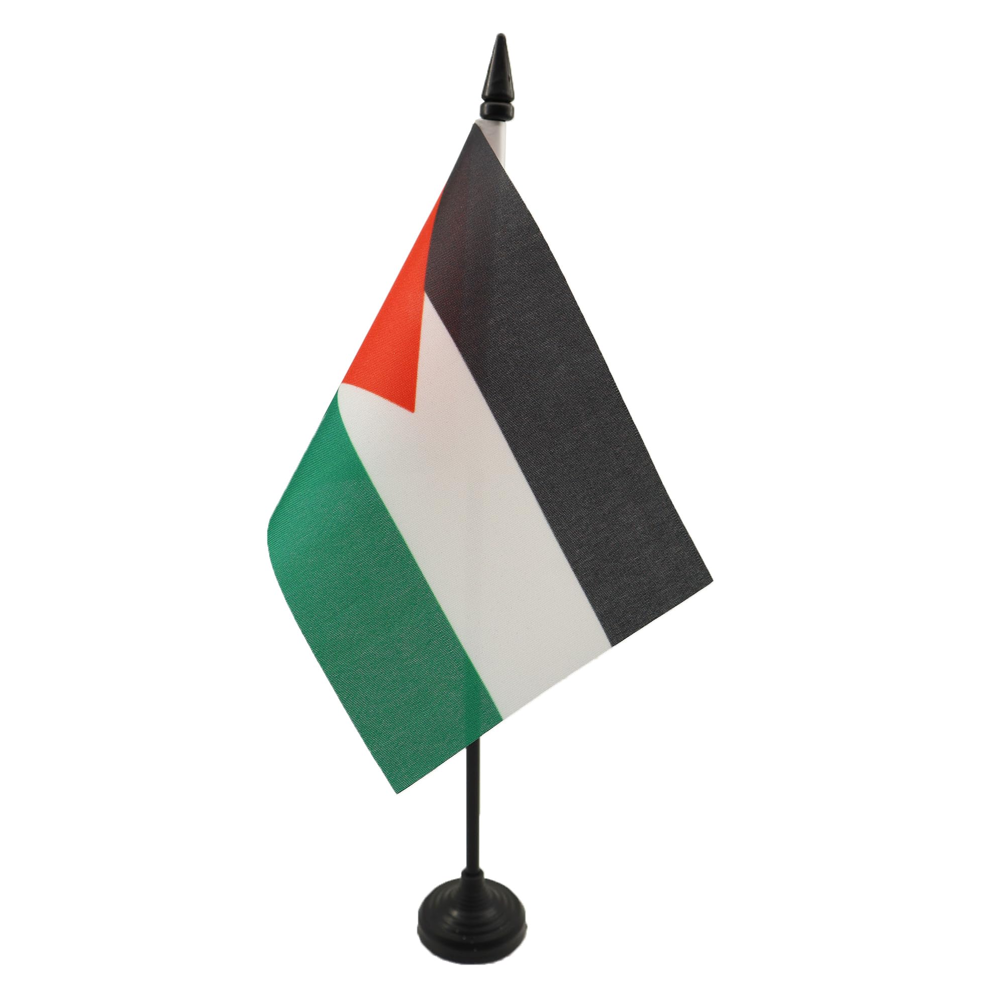 AZ FLAG - Jordan Table Flag 4'' x 6'' - Jordanian Office Mini Banner 100% Polyester 15 x 10 cm - Mini Desk Flag with 10'' Pole and Black Plastic Base