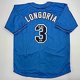Facsimile Autographed Evan Longoria Tampa Bay Light Blue Reprint Laser Auto Baseball Jersey Size Men's XL