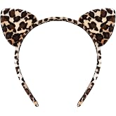 Cheetah Leopard Ears Headband Costume Accessories Women Adult Halloween | Animal Themed Party, Cat Cosplay, Jungle Themed Party, Stage Performances, Cheetah Print Pattern