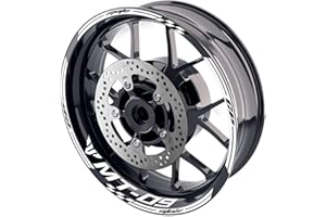 MC MOTOPARTS 17 inch Wheel Rim Stickers Stripe Decals Vinyl Glossy Tape Compatible with MT09 FZ09 2018-2024 18 19 20 21 22 23 24 (WHITE)