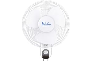 Simple Deluxe 16 Inch Digital Household Wall Mount Fans, Adjustable Tilt, 90 Degree, 3 Speed Settings, 1 Pack, White