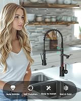 DAYONE Black Pull Down Kitchen Tap Dual Spout 360° Swivel SUS304 G1/2 UK view 6