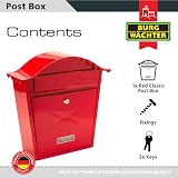Burg-Wächter MB01R Red Classic Wall Mounted Lockable Weatherproof Post Box view 3