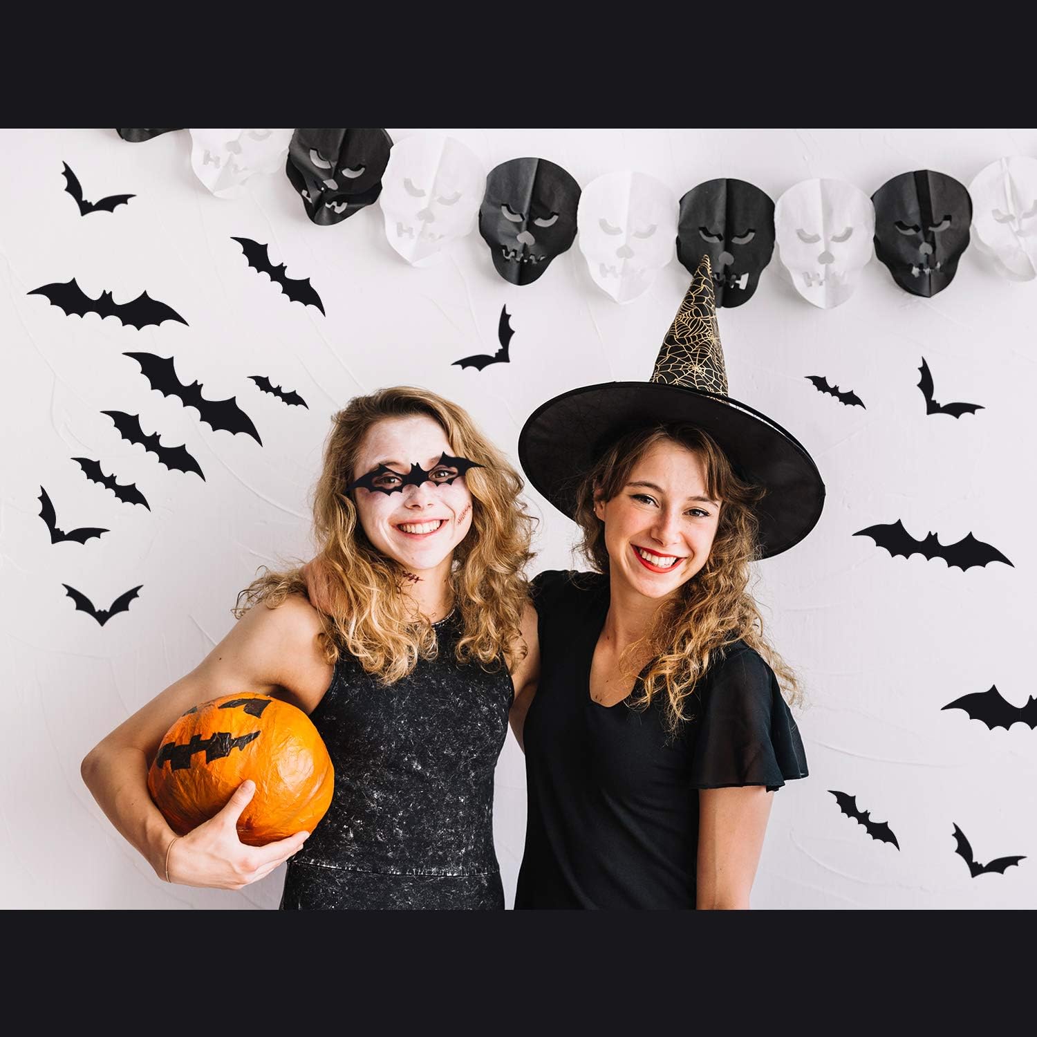 Halloween 3D Bats Decoration Plastic Bat Wall Stickers for Home Window Decor Party Supplies (60PCS): Kitchen & Dining