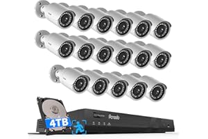 PANOOB 16 Channel Security Camera System, 4K 16CH PoE NVR 4TB HDD, 16x 5MP Wired Surveillance IP PoE Cameras Outdoor with AI Human Detection, Built-in Microphone,100ft IR Night Vision, PB37F1616-5M