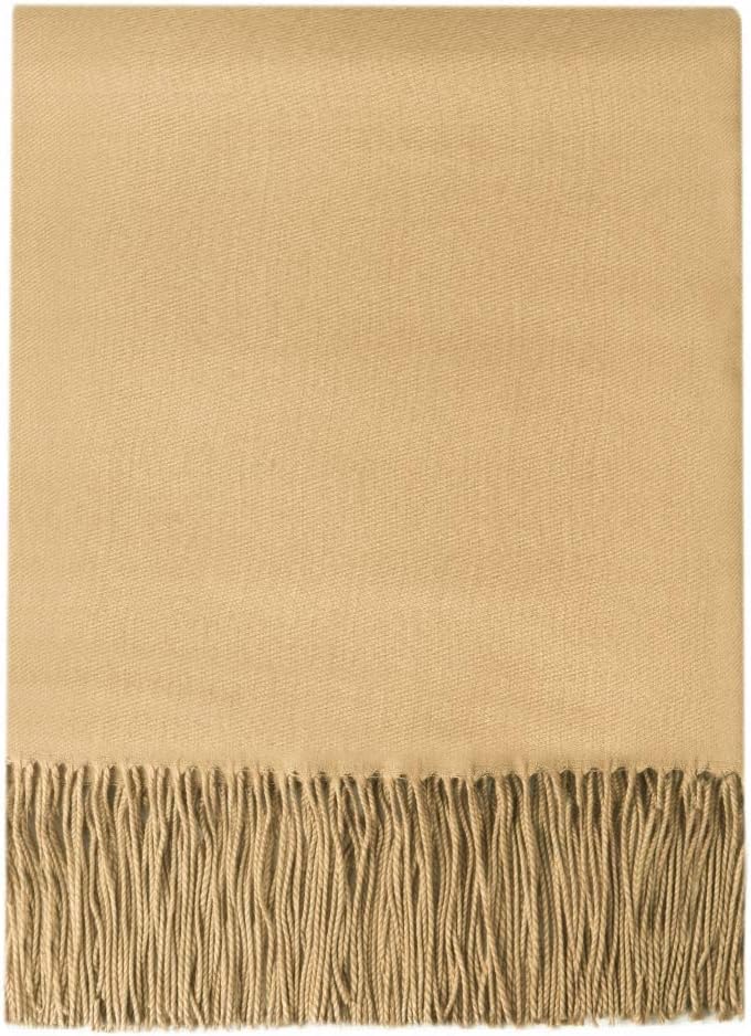 BOURINA Faux Cashmere Throw Blanket Lightweight Soft Cozy for Bed or Sofa Decorative Blankets,50" x 60",Gold