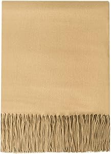 BOURINA Faux Cashmere Throw Blanket Lightweight Soft Cozy for Bed or Sofa Decorative Blankets,50" x 60",Gold