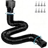 plusgutter 16.5ft Long Gutter Downspout Extensions Flexible, 4" Diameter Drain Downspout Extender, Down Spout Drain Extender for Rainwater Drainage, Extendable from 3.4ft to 16.5ft(1Pack Black)