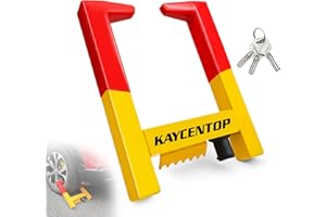 KAYCENTOP Universal Weel Lock Clamp, Wheel Chock Lock, Tire Lock Anti Theft Wheel Lock, Great Deterrent Bright Color, for Trailers SUV Boats Atvs Motorcycles Golf Cart, 3 Keys