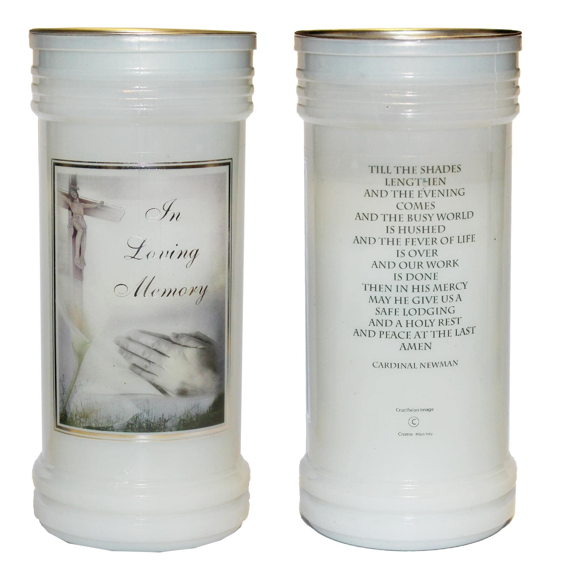 Pillar Candle in Holder in Loving Memory Praying Hands 9173