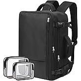 Hanples Travel Backpack for Women Men, Large Carry On Person Item Luggage Backpack, TSA Flight Approved 17.3 In Laptop Bag, Waterproof anti theft Casual Hiking Bag (Black)