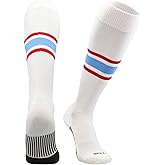 MadSportsStuff Softball Baseball Socks - White & Team Colors | Dugout 3 Stripe Over the Calf | Made in the USA