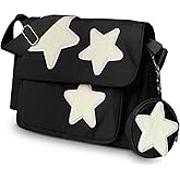 GUSTANO Y2K Messenger Bag for Women, Lightweight Spacious Stars Tote Purse with Cute Coin Purse, Crossbody Shoulder Bag