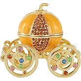 QIFU Hand Painted Pumpkin Carriage Enamel Trinket Box, Elegant Jewelry Box to Store Your Ring
