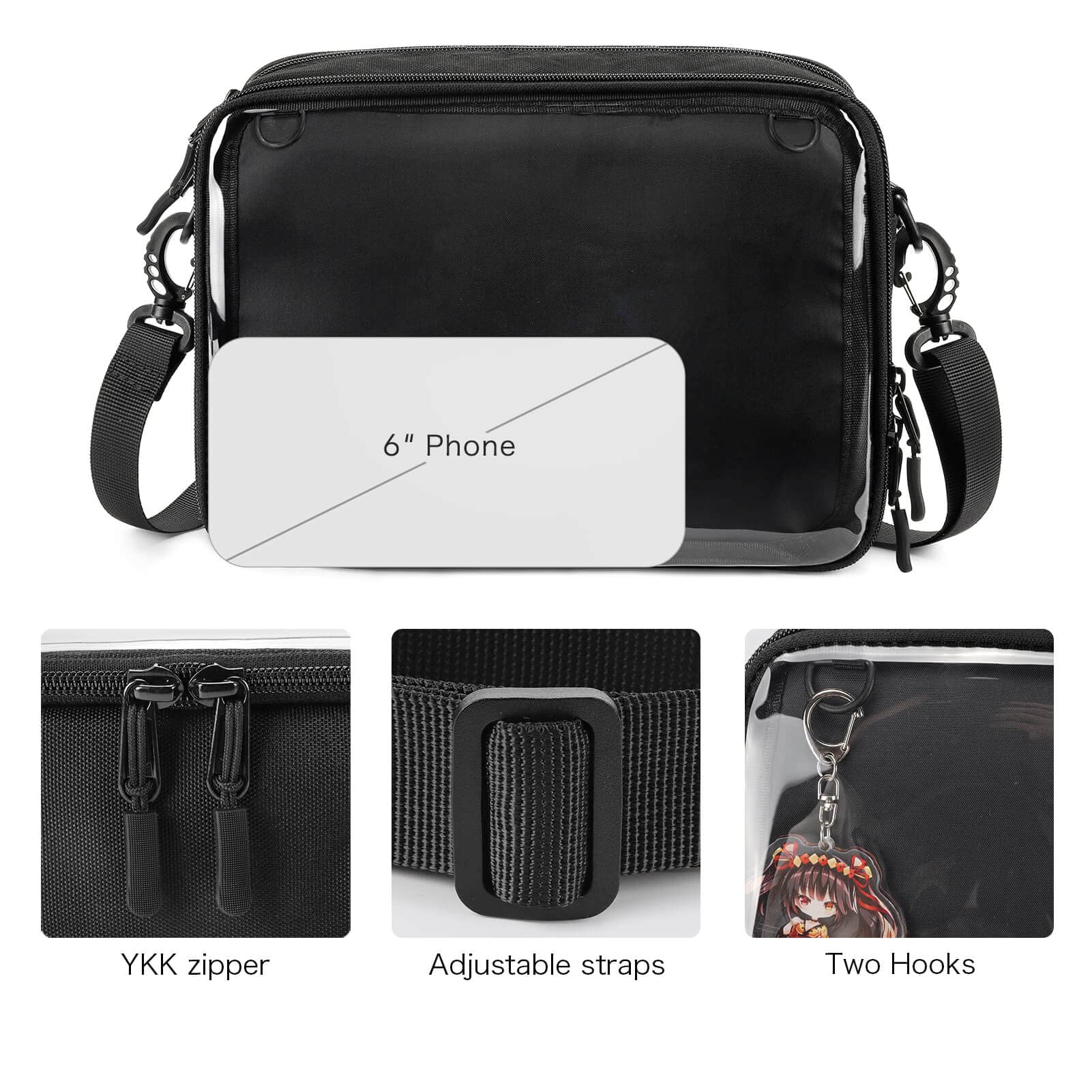 STEAMEDBUN Ita Bag Crossbody Small Ita Purse Pin Display Bag with Insert