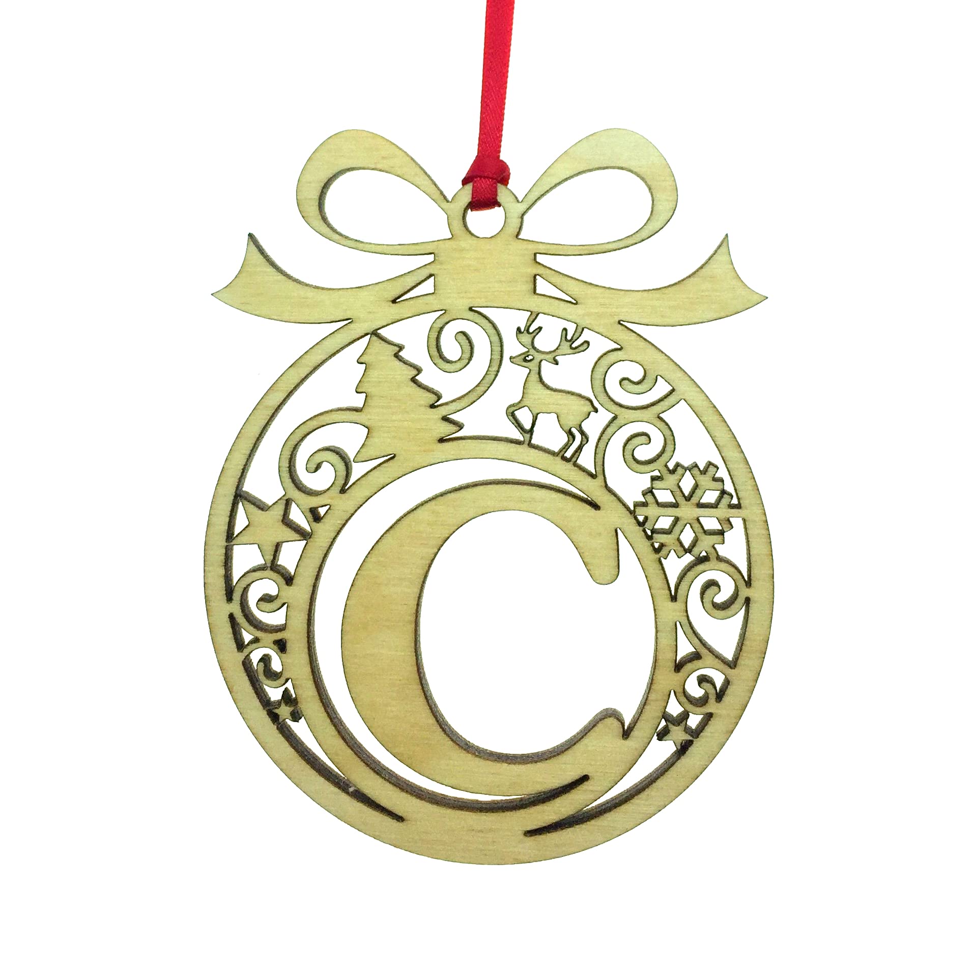 Personalised Christmas tree bauble decoration pendant ornament: Letter C — image 1