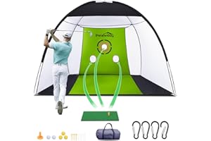 Ponsonbay Golf Net, Upgraded Golf Practice Net with Fairway for Backyard Driving, Golf Hitting Net Kit for Garage, Range, Swing & Chipping Training Indoor & Outdoor with Mat, Real Balls, Tee, Stakes