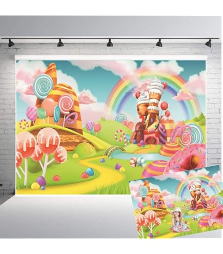 AOFOTO Fotohintergrund Candyland – 150x90 Cm, Vinyl, Für Babyfotos, Geburtstagsparty, Fotostudio