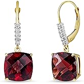 Galaxy Gold GG 14k Solid Gold Leverback Earrings with Natural Diamonds and Garnets