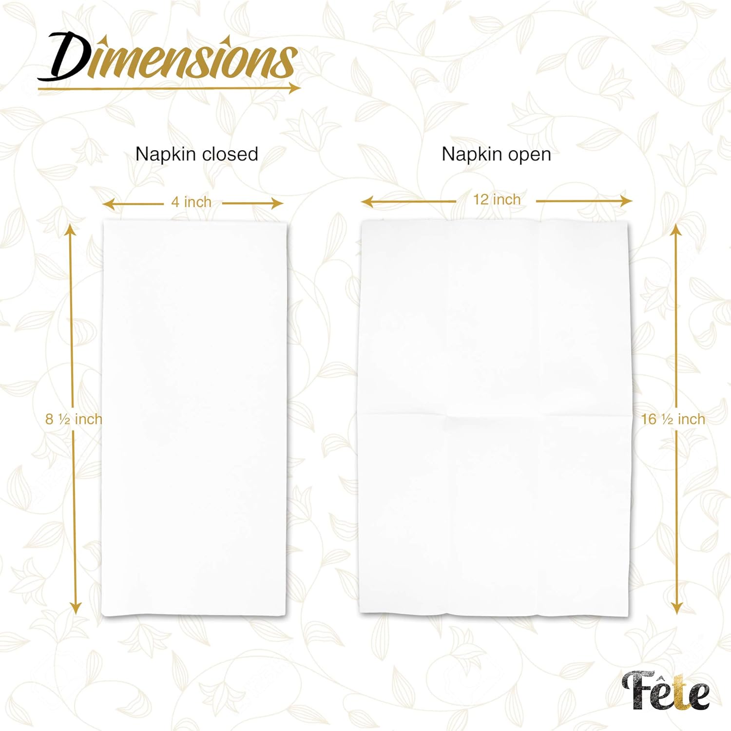 50 White Disposable Hand Towels for Bathroom, Disposable Linen-Feel Guest Towels – Formal Dinner, Anniversary, and Wedding Napkins for Tables, 8.5x4-Inches Folded, by Fete, : Office Products