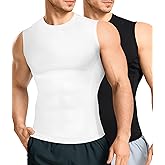Eleady 2 Packs Compression Shirt Men Workout Shirts Athletic Base Layer Sleeveless Tank Top Slimming Undershirt
