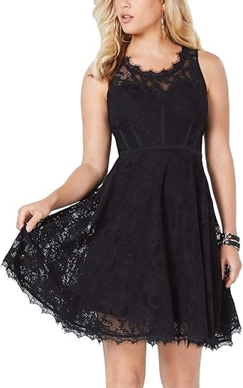 guess lace fit and flare dress
