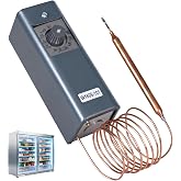 W1609-101 Refrigeration Thermostat Temperature Controller Remote Control Bulb TH-1609, 5FT Capillary Length, -30 to +90 Degrees Fahrenheit, -34 to +32 Degrees Celsius, &deg;C and &deg;F Dual Temperature dial