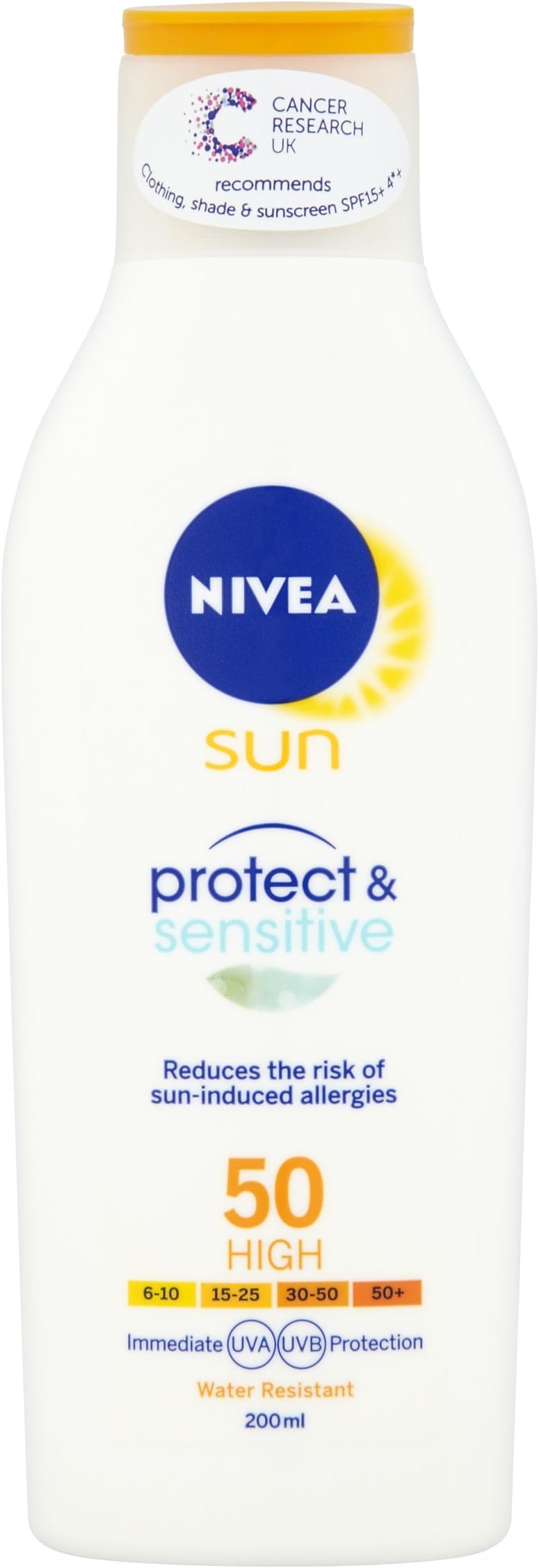 Nivea Sun Protect Sensitive SPF50 High Lotion 200ml Fragrance Free for Delicate