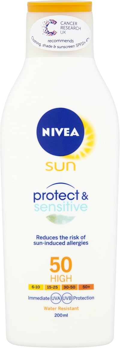 Nivea Sun Protect Sensitive SPF50 High Lotion 200ml Fragrance Free for Delicate