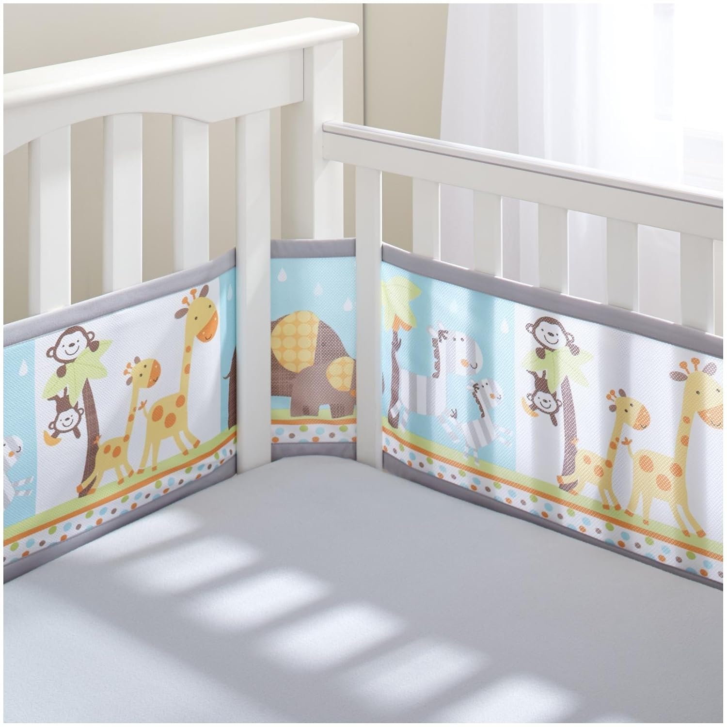 Mesh Crib Bumper Breathable Baby Infant Bedding Printed Liner Nursery